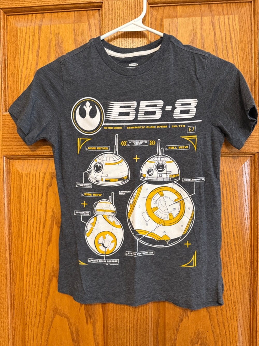 Old Navy Boys BB-8 Graphic Tee - Charcoal Heather with Yellow Accents